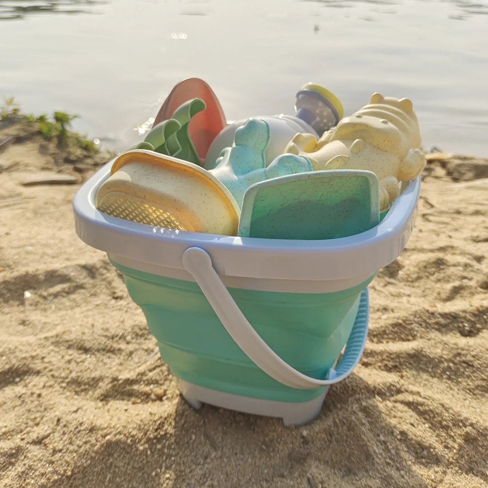 Kit de juego con arena y agua para niños | Set con accesorios plegables