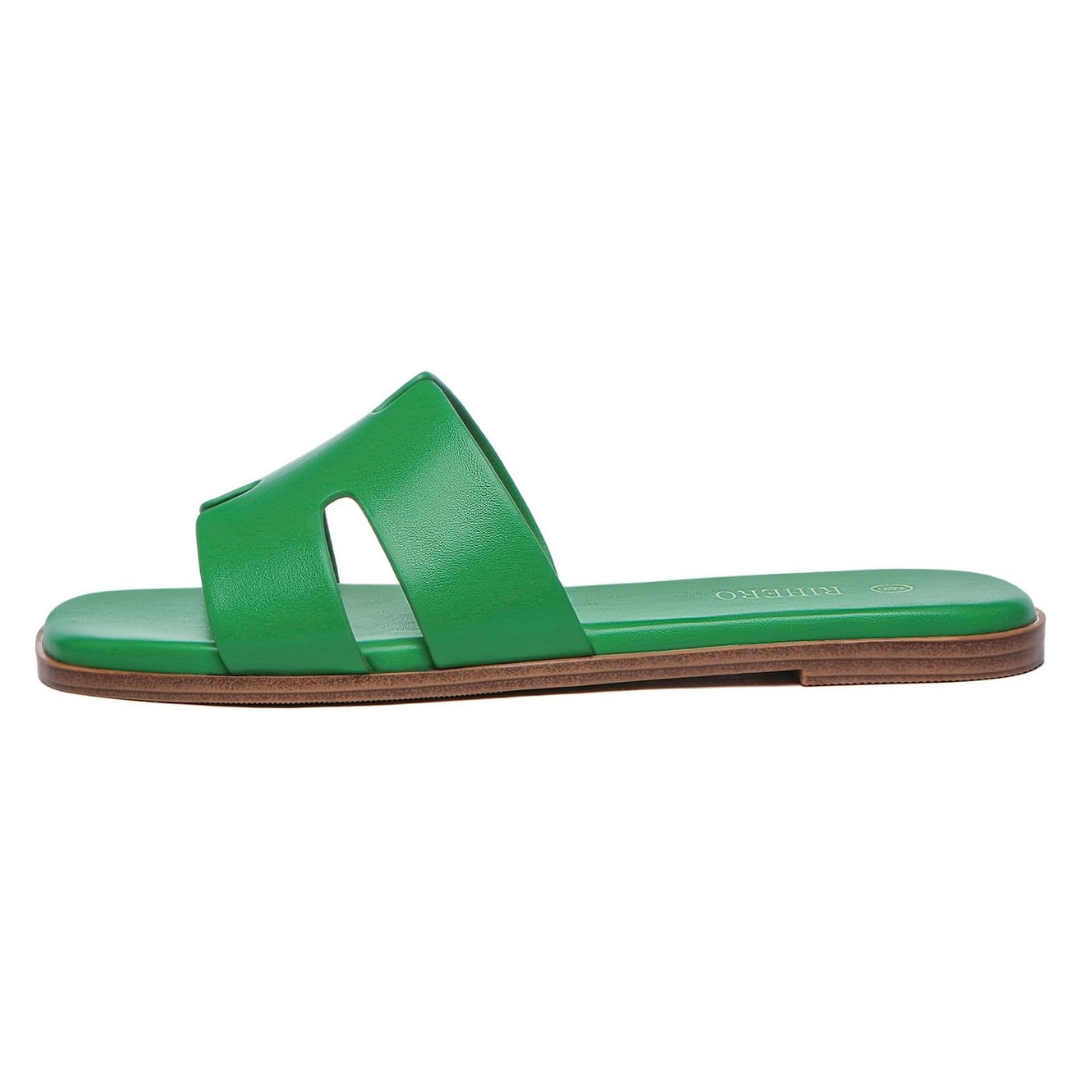 Sandalias Planas Mujer Rihero | Punta Cuadrada, Confort Diario y Estilo Veraniego – Color Green