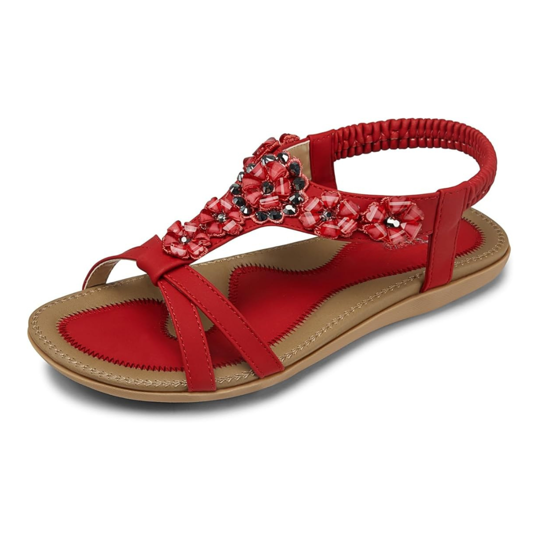 Sandalias Mujer Mosabel | Diseño Romántico con Flores, Comodidad Total y Estilo Casual – Color Roj