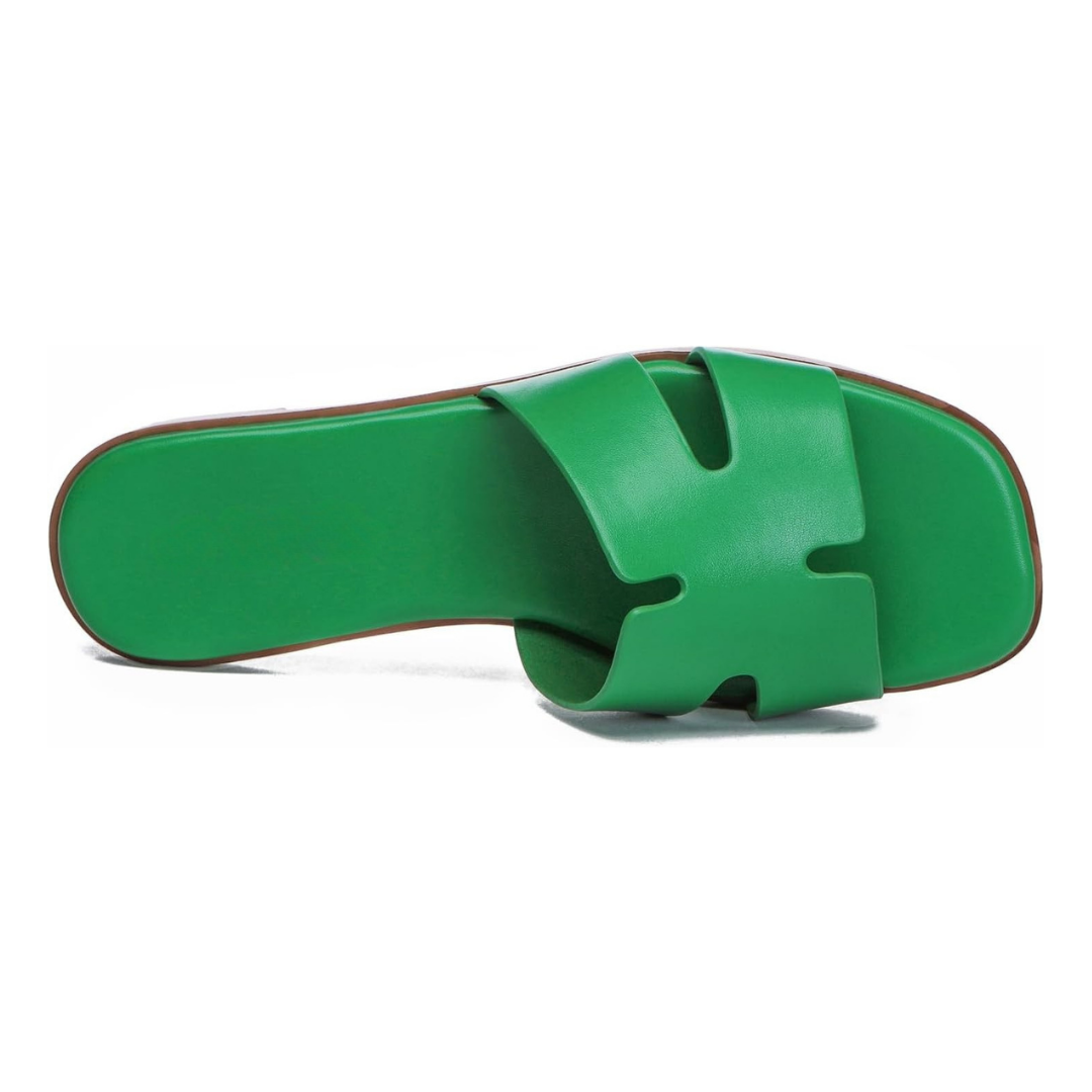 Sandalias Planas Mujer Rihero | Punta Cuadrada, Confort Diario y Estilo Veraniego – Color Green