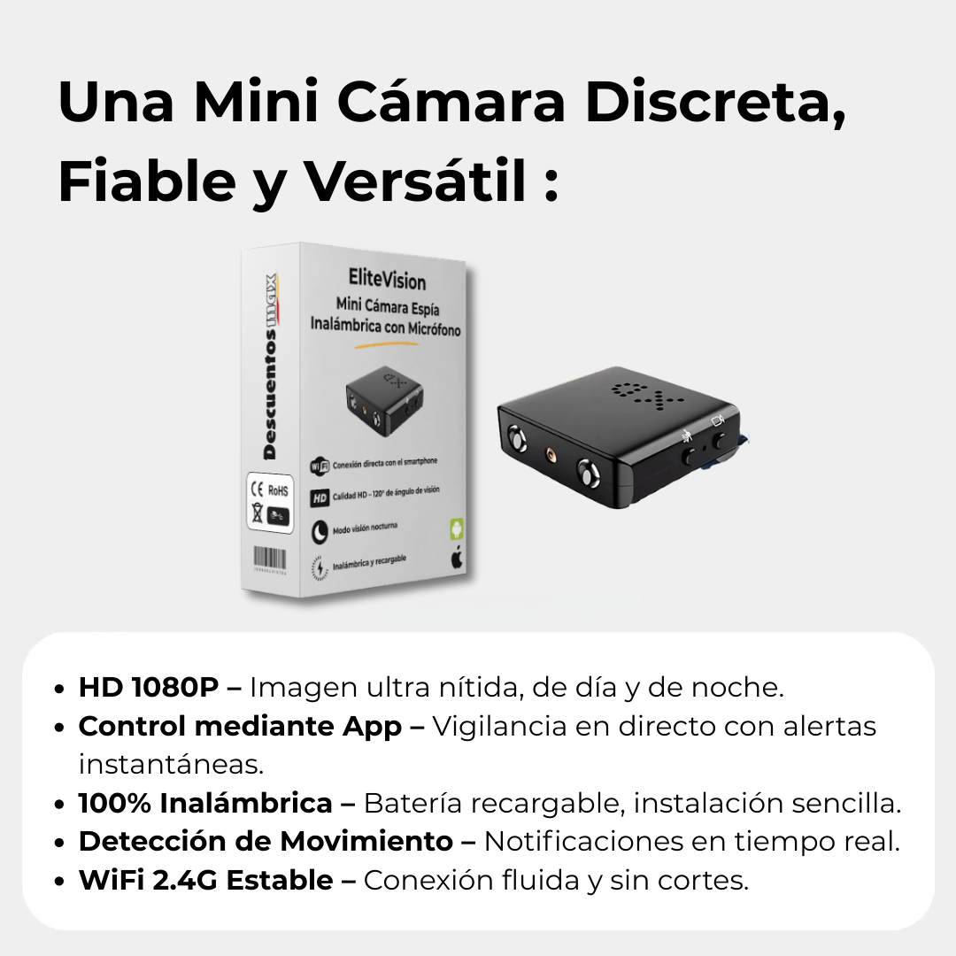 Mini Cámara Espía | Vigilancia Discreta, Visión Nocturna & Detección de Movimiento – EliteVision
