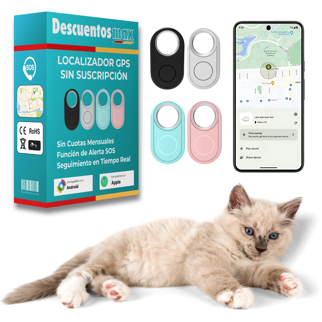 Localizador GPS para Gato Discreto – Seguimiento Global con Android & Apple Find My – Sin Cuotas Mensuales