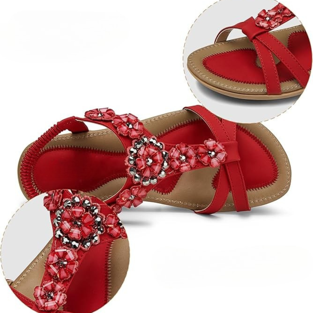 Sandalias Mujer Mosabel | Diseño Romántico con Flores, Comodidad Total y Estilo Casual – Color Roj