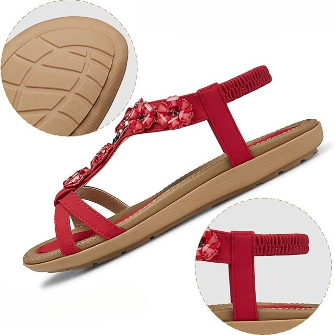 Sandalias Mujer Mosabel | Diseño Romántico con Flores, Comodidad Total y Estilo Casual – Color Roj
