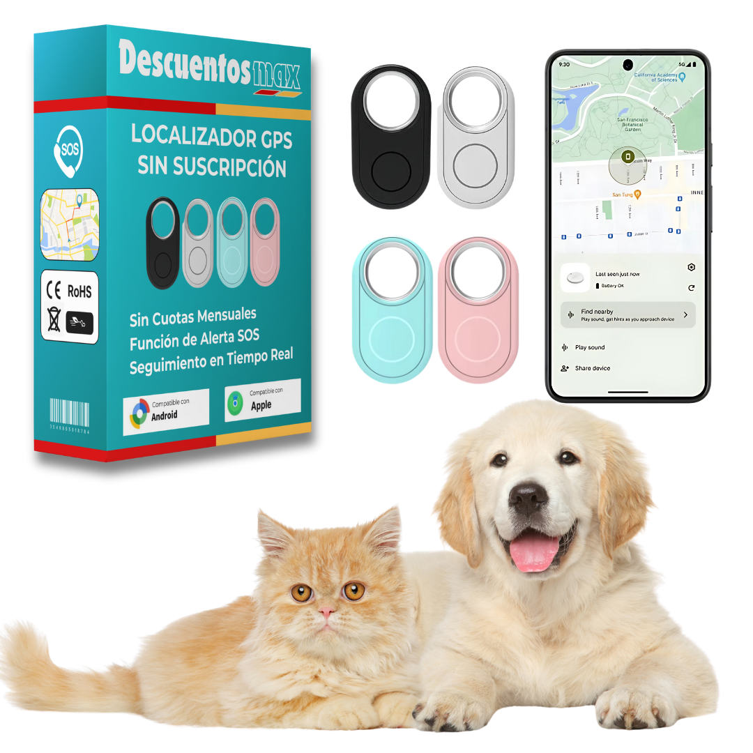 Localizador GPS para Perro Discreto – Seguimiento Global con Android & Apple Find My – Sin Cuotas Mensuales