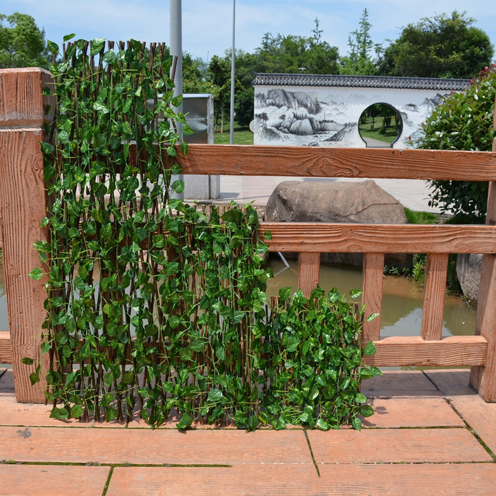 Pantalla de privacidad para jardín | Valla con efecto hiedra artificial