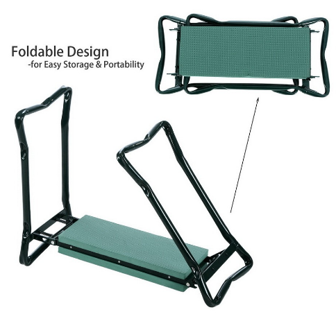 Taburete de jardín plegable con bolsa | Asiento y organizador de herramientas