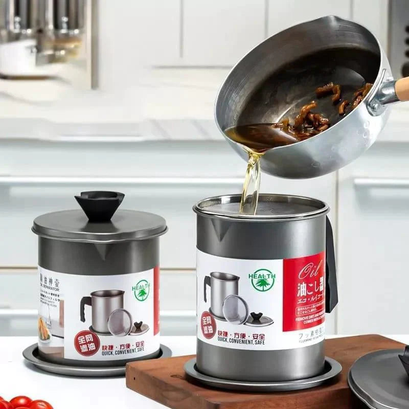 Olla de acero inoxidable para filtrar aceite de cocina, 1,4 L