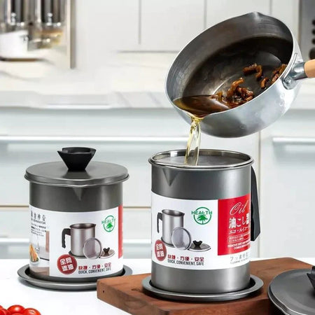 Olla de acero inoxidable para filtrar aceite de cocina, 1,4 L