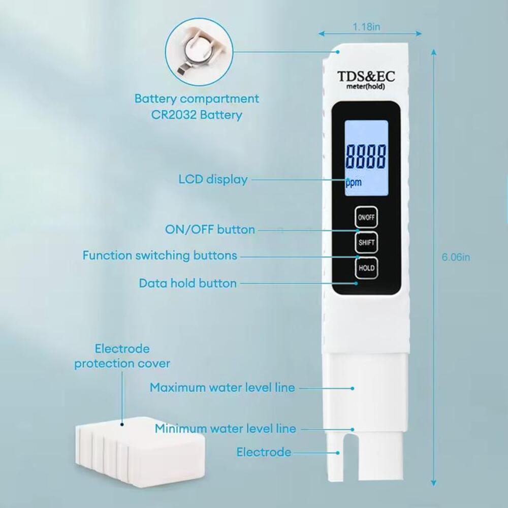Medidor digital de TDS y EC para agua