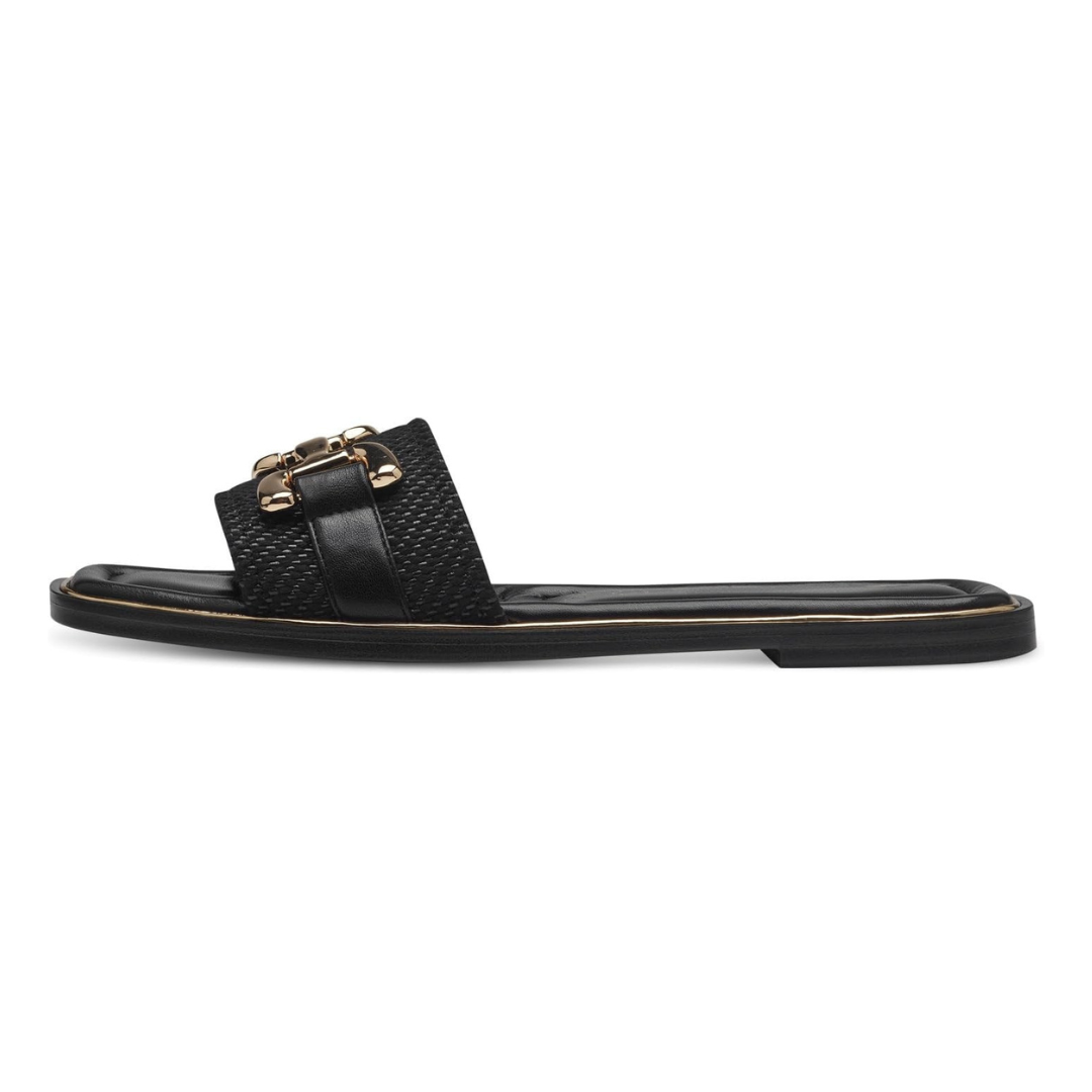 Sandalias Planas Mujer Verona | Diseño Sofisticado, Detalle Dorado y Suavidad Premium – Color Negro