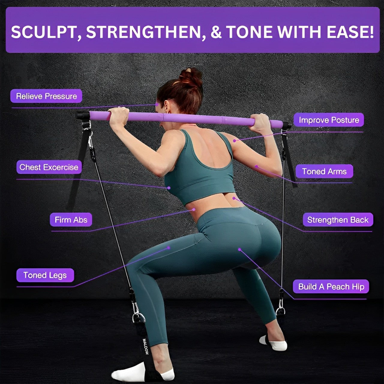 Barra de Pilates Multifuncional – Entrenamiento Completo del Cuerpo en Casa