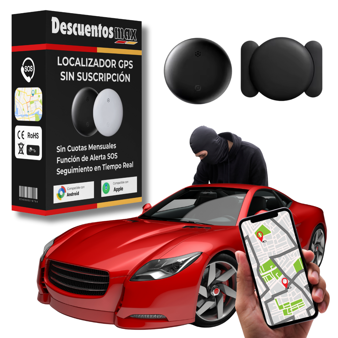 Localizador GPS para Coche sin Suscripción – Compatible con Android & iOS Find My – Seguridad Antirrobo