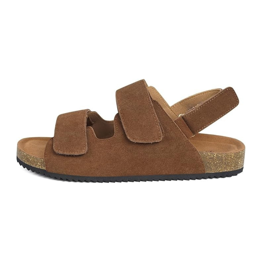Sandalias Hombre StepEase | Ante Suave, Plantilla Ergonómica y Cierre de Velcro Ajustable – Color Marrón