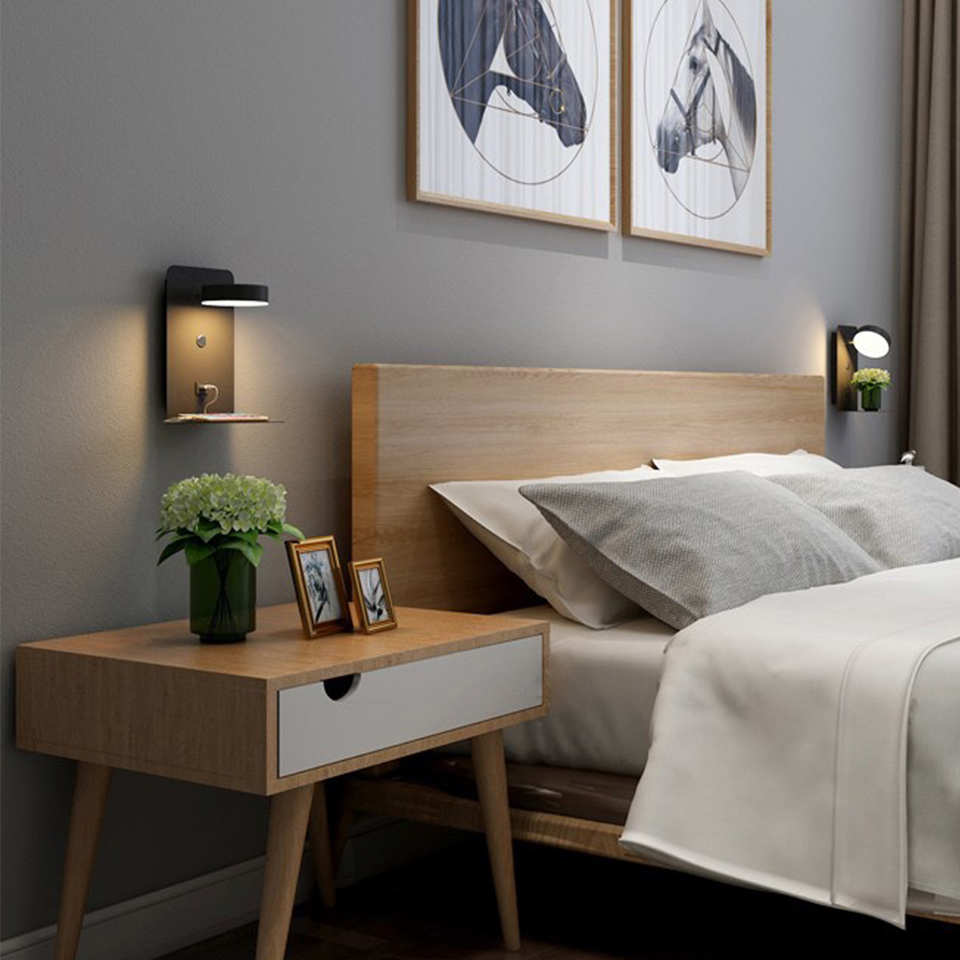 EasyHome | Lámpara de dormitorio LED regulable y cargador de teléfono en uno