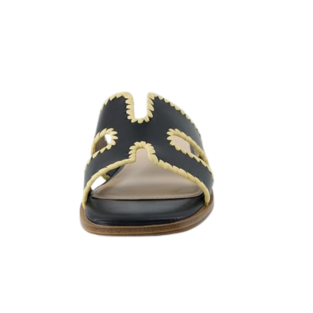 Sandalias Planas Mujer CUSHIONAIRE Voyage | Espuma Viscoelástica, Estilo Moderno y Diseño Cortado – Color Black Woven