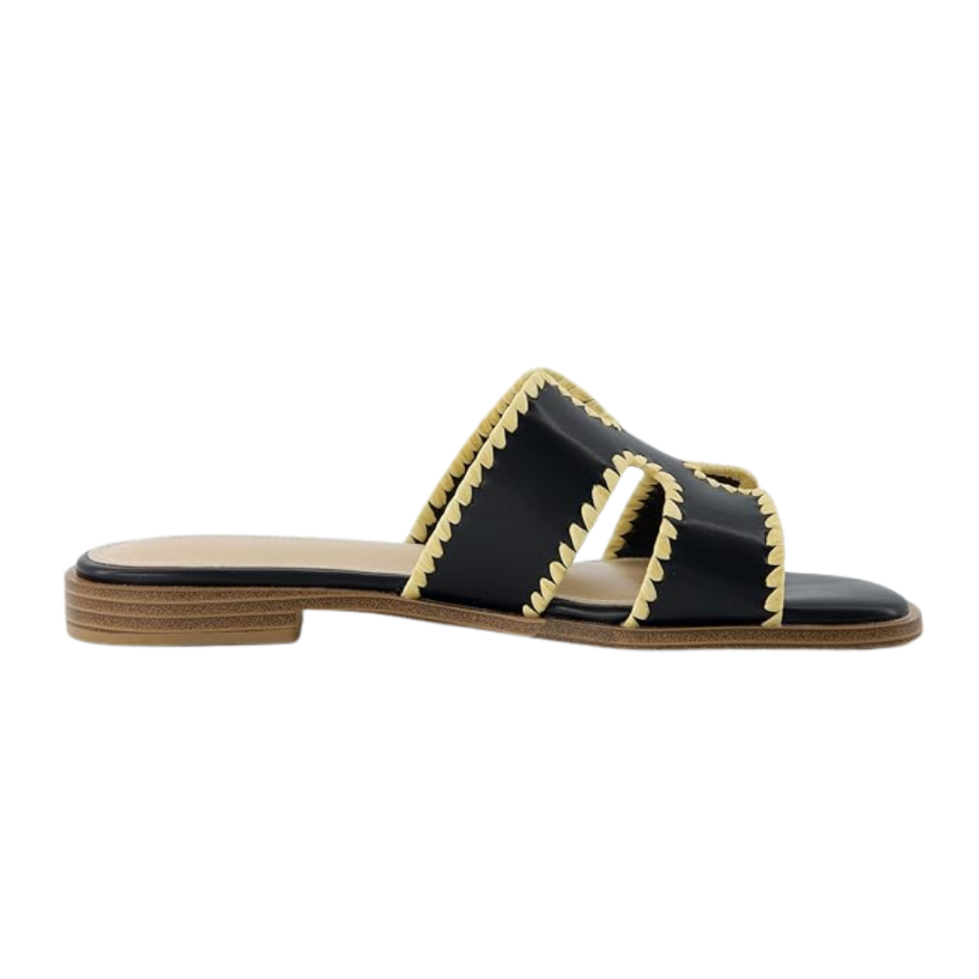 Sandalias Planas Mujer CUSHIONAIRE Voyage | Espuma Viscoelástica, Estilo Moderno y Diseño Cortado – Color Black Woven