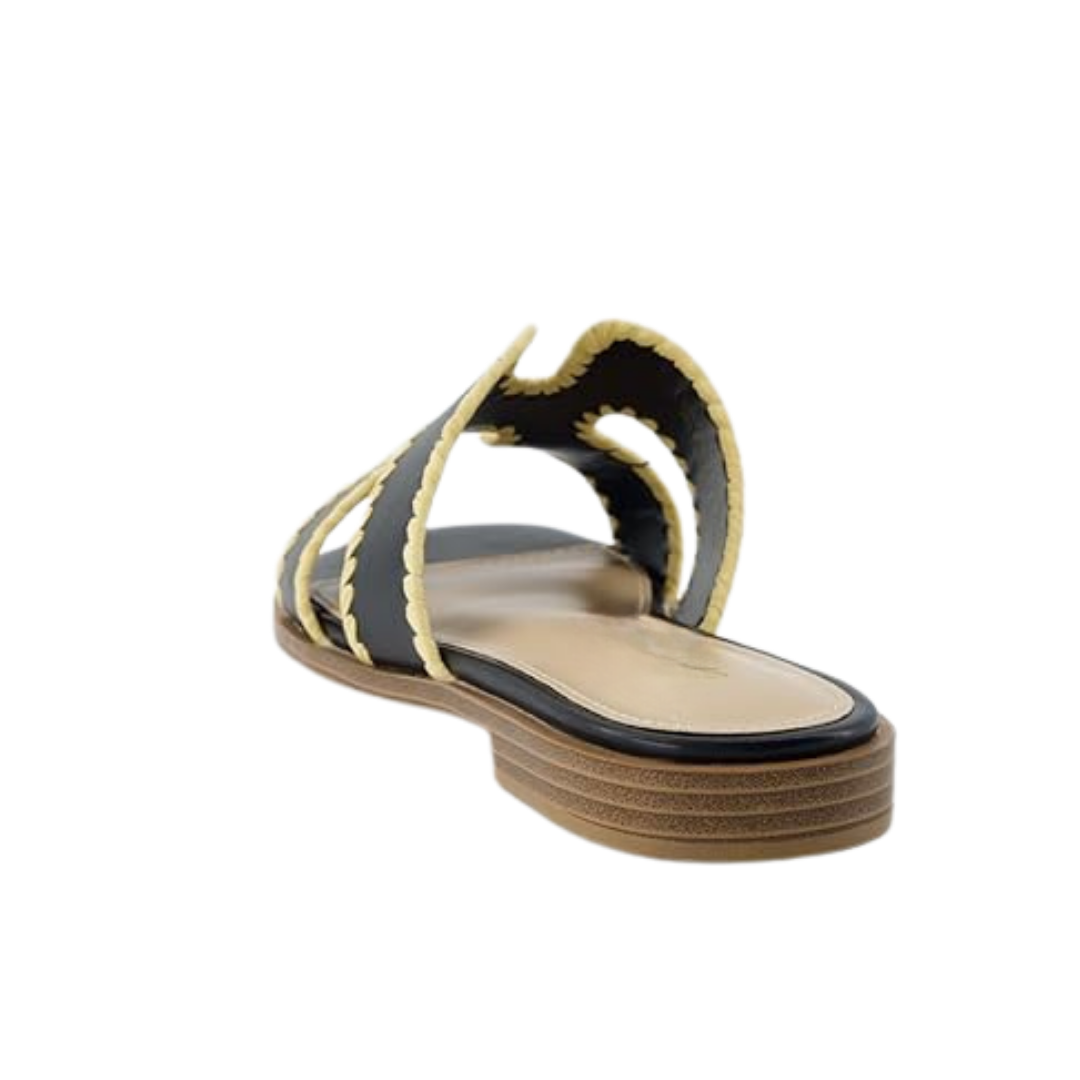 Sandalias Planas Mujer CUSHIONAIRE Voyage | Espuma Viscoelástica, Estilo Moderno y Diseño Cortado – Color Black Woven