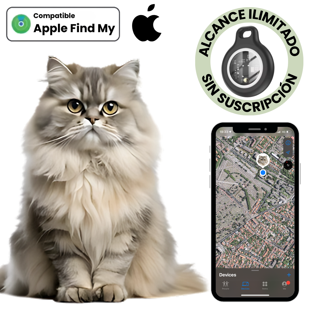 Collar GPS para Gatos con Seguimiento en Tiempo Real – Sin Suscripción (Compatible solo con iOS: iPhone, iPad, Mac)