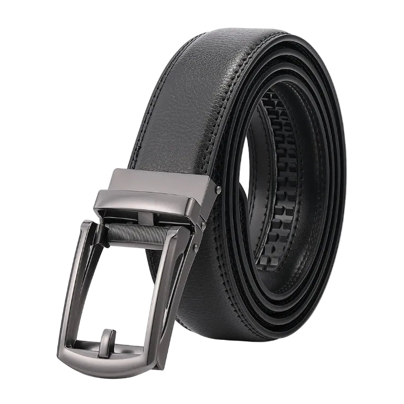 Cinturón automático sin agujeros ajuste micrométrico piel sintética hebilla deslizante — Negro diseñador