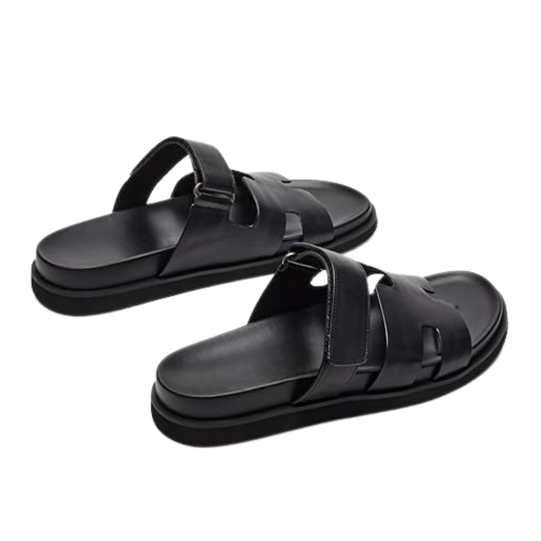 Sandalias Hombre Steve Madden Maiven | Estilo Sofisticado, Cuero Premium y Suela Antideslizante – Color Black Leather
