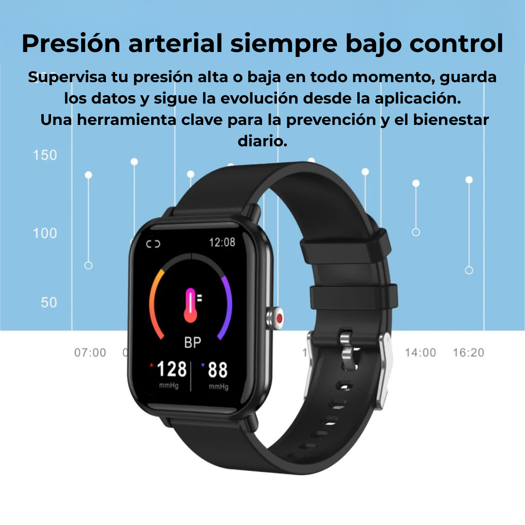 Wellness Pro™ | Monitor de Tensión, Oxígeno y Actividad – Smartwatch Multideporte 2025
