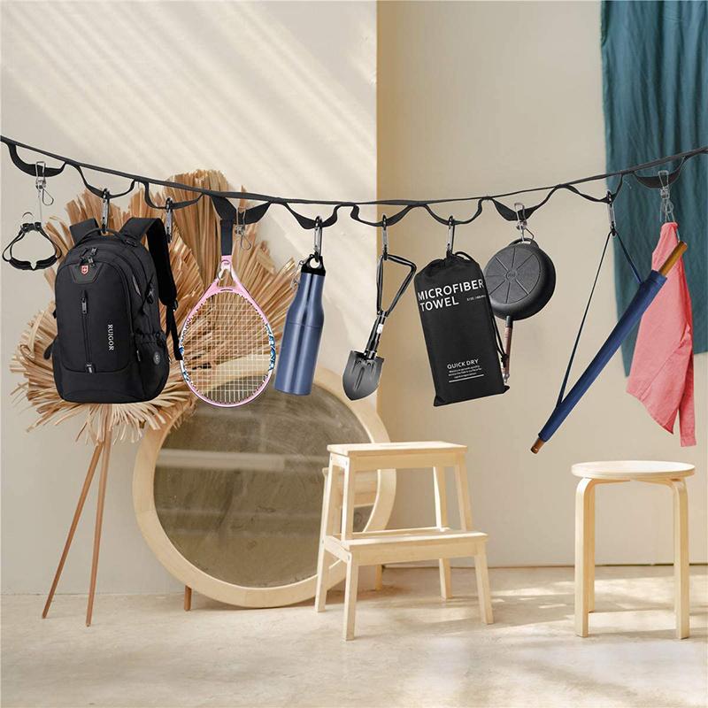 Cuerda colgante para camping | Sistema de sujeción para ropa y accesorios
