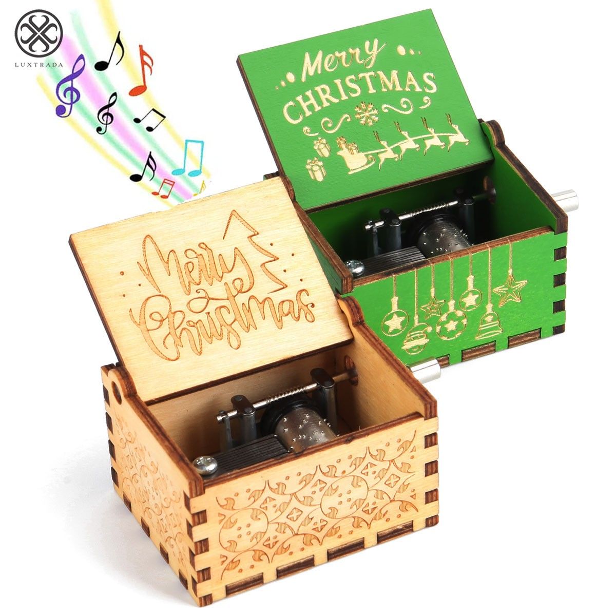 Caja de Música Navideña de Madera – Bailarina Hecha a Mano