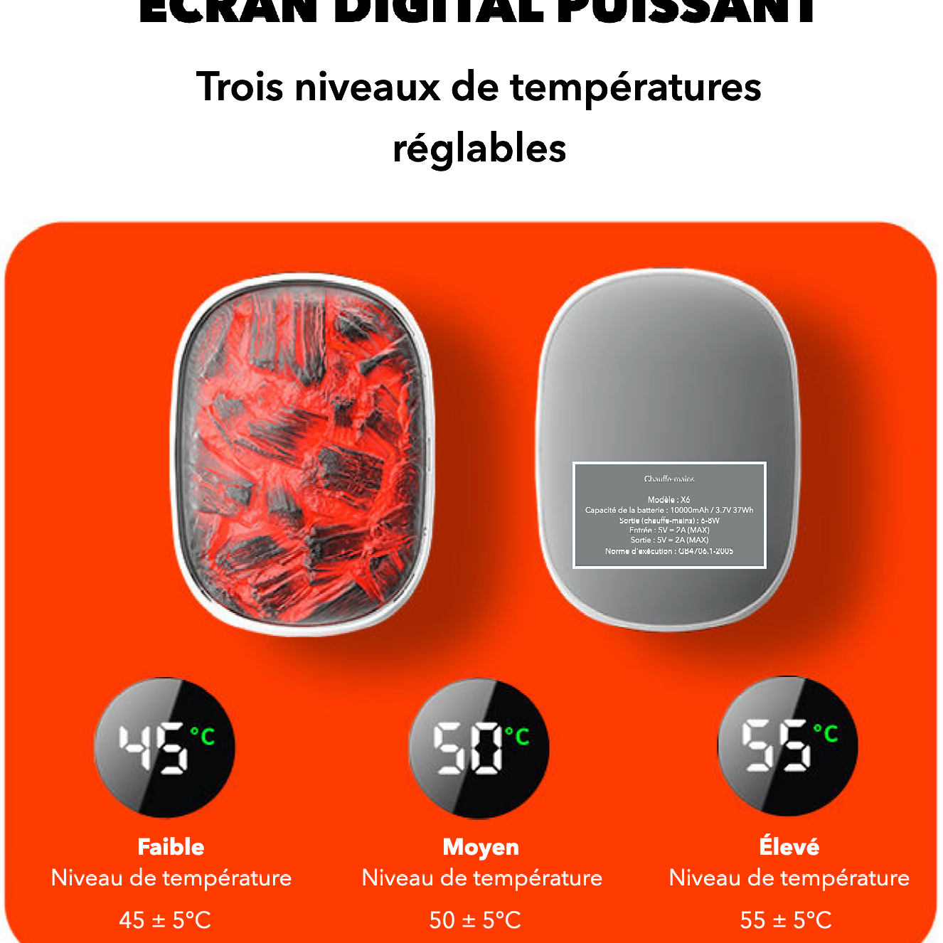 Calentador de Manos Recargable con Efecto Llama Calora™ – Calor rápido, 3 niveles, USB-C, batería externa 2000 mAh