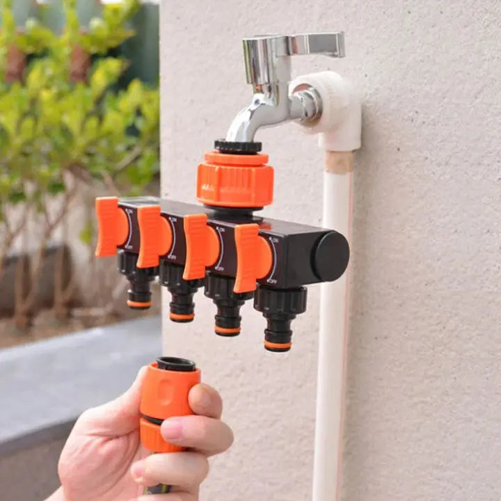 Conector de manguera de 4 vías | Distribuidor de agua para jardín