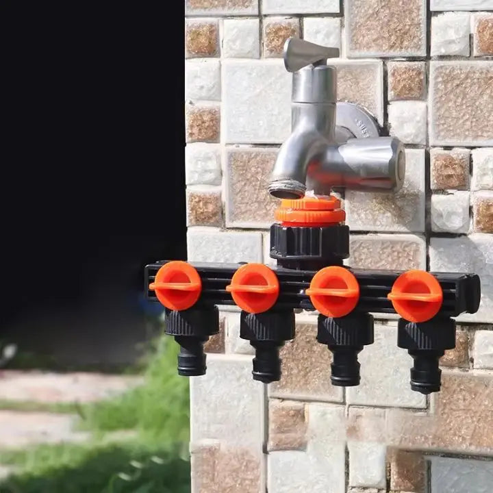 Conector de manguera de 4 vías | Distribuidor de agua para jardín