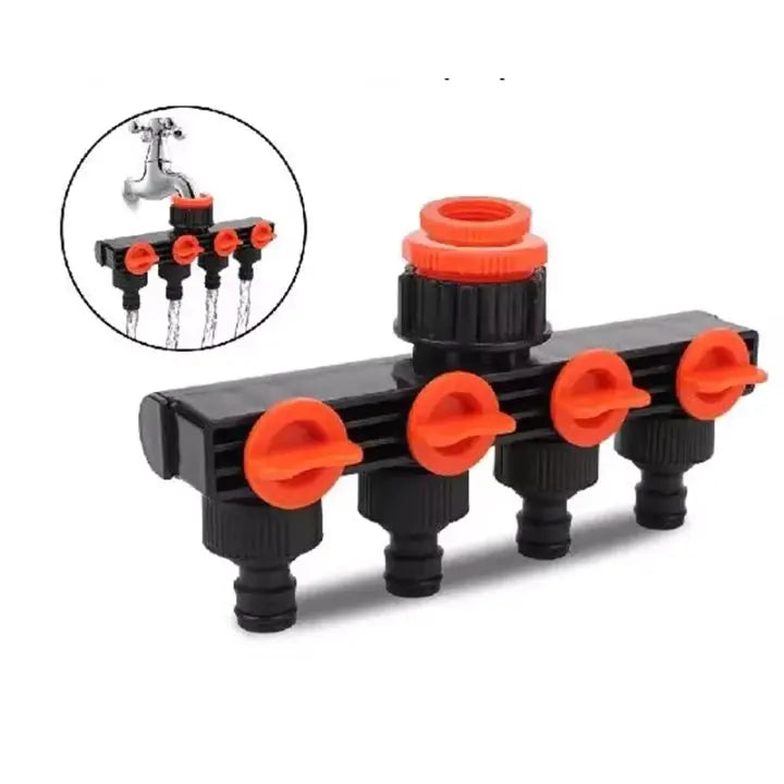 Conector de manguera de 4 vías | Distribuidor de agua para jardín