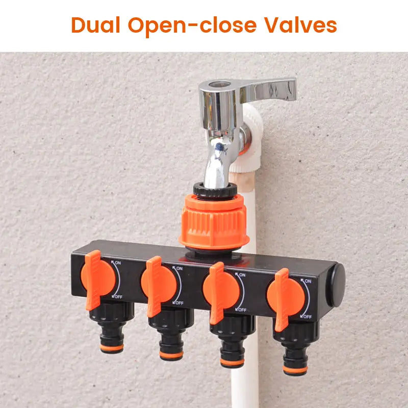 Divisor de manguera de 4 vías | Control de agua para riego