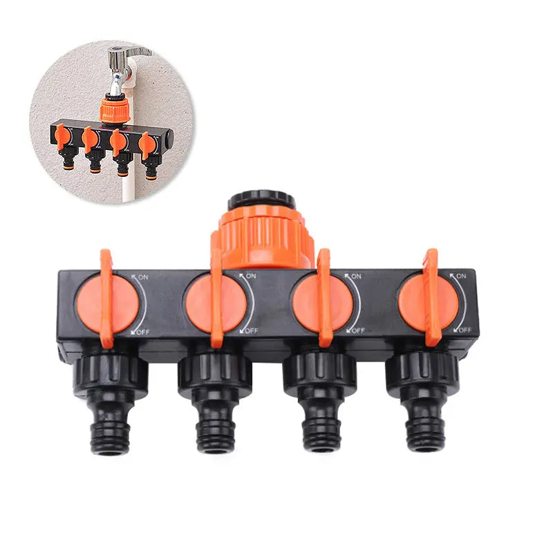 Divisor de manguera de 4 vías | Control de agua para riego