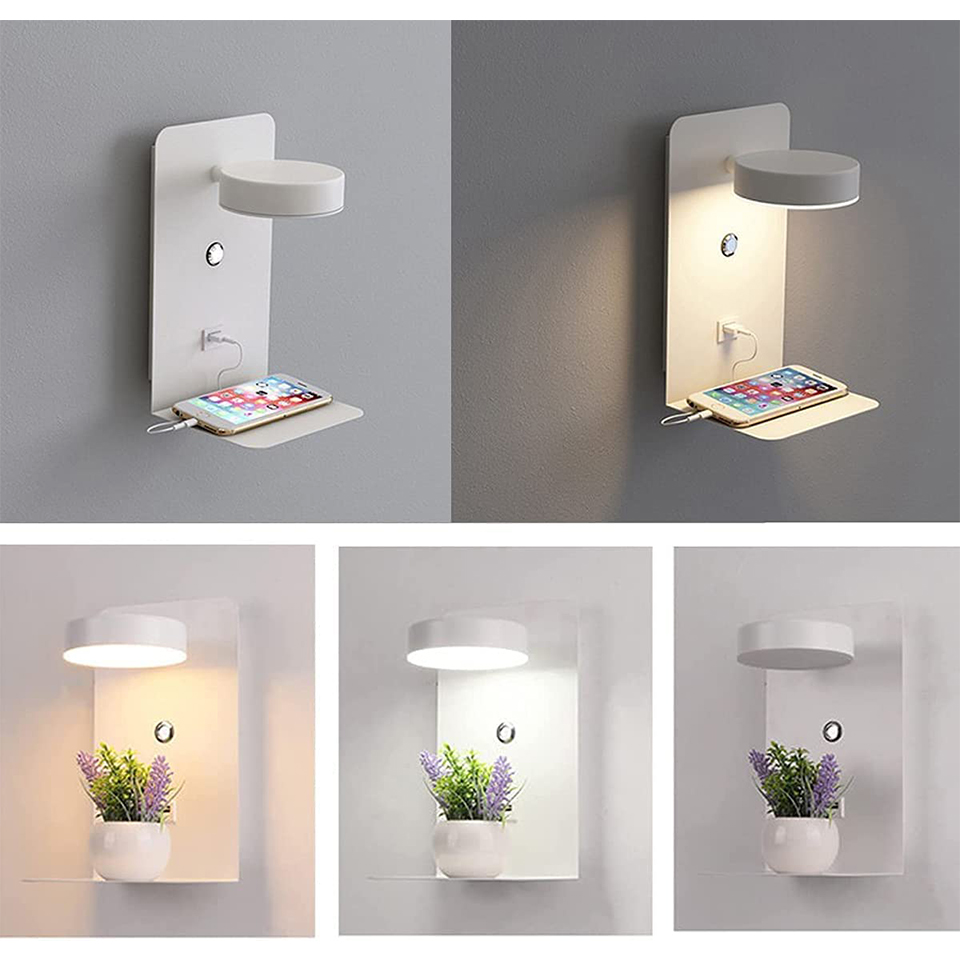 EasyHome | Lámpara de dormitorio LED regulable y cargador de teléfono en uno