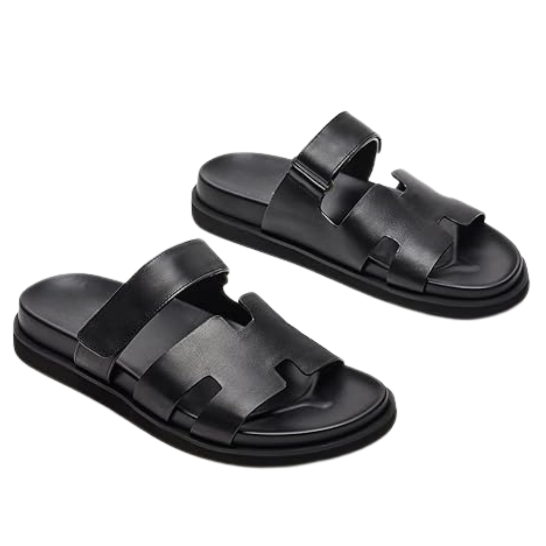 Sandalias Hombre Steve Madden Maiven | Estilo Sofisticado, Cuero Premium y Suela Antideslizante – Color Black Leather