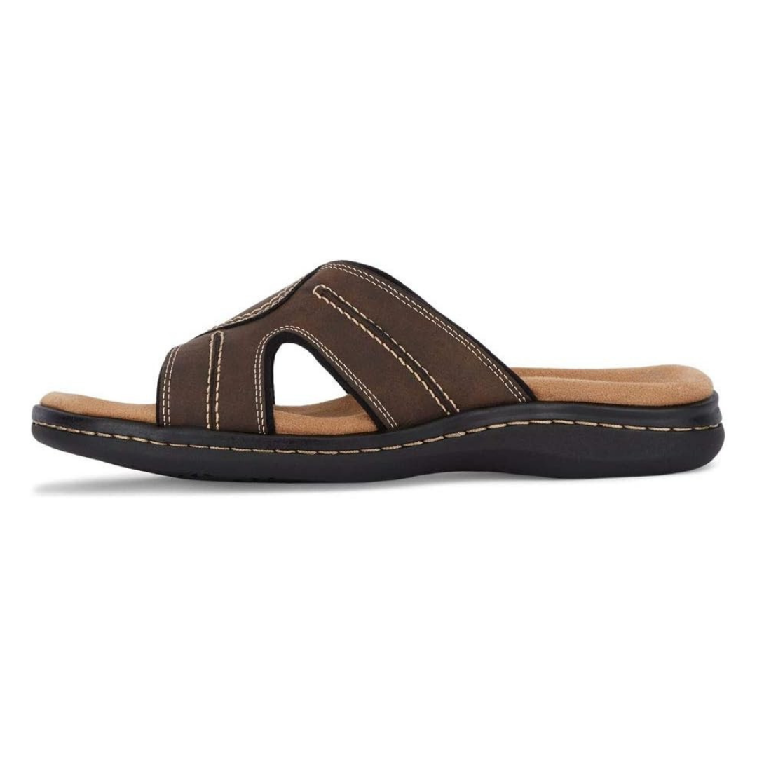 Sandalias Hombre Dockers Slide | Ajuste Amplio, Plantilla Memory Foam y Suela de Goma – Color Dark Brown
