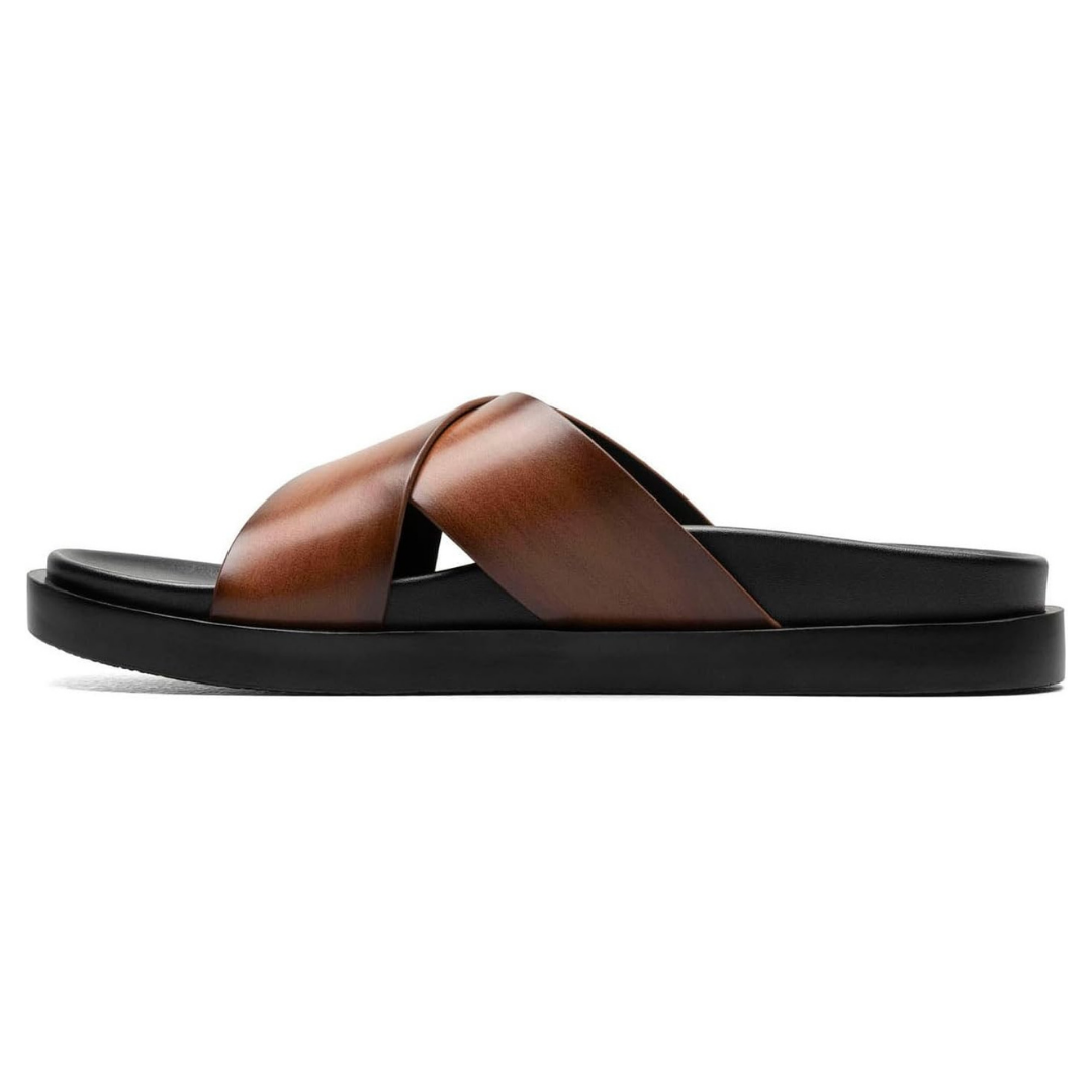 Sandalias Hombre Stacy Adams Montel | Diseño Cruzado, Plantilla Moldeada y Ligereza Total – Color Cognac
