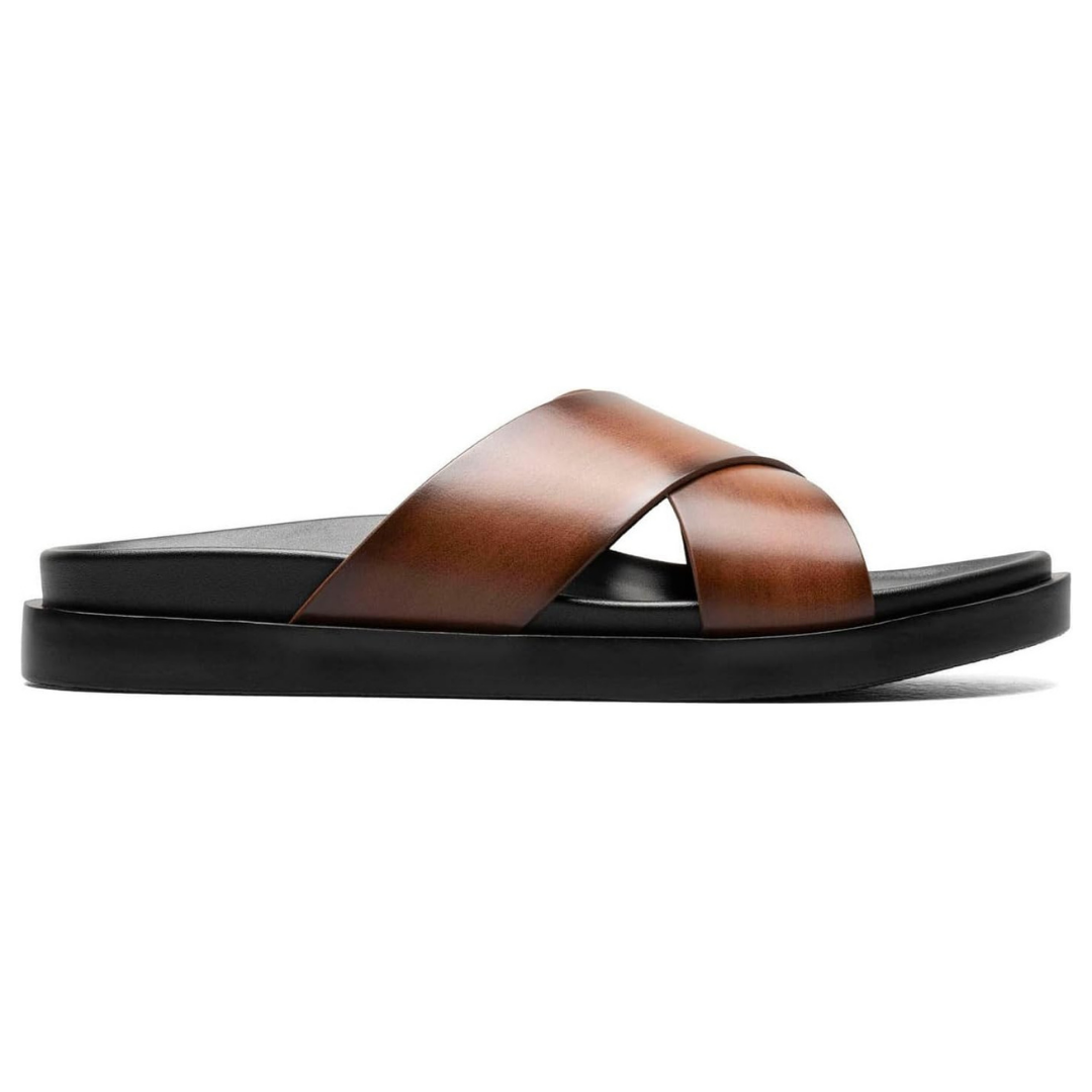 Sandalias Hombre Stacy Adams Montel | Diseño Cruzado, Plantilla Moldeada y Ligereza Total – Color Cognac