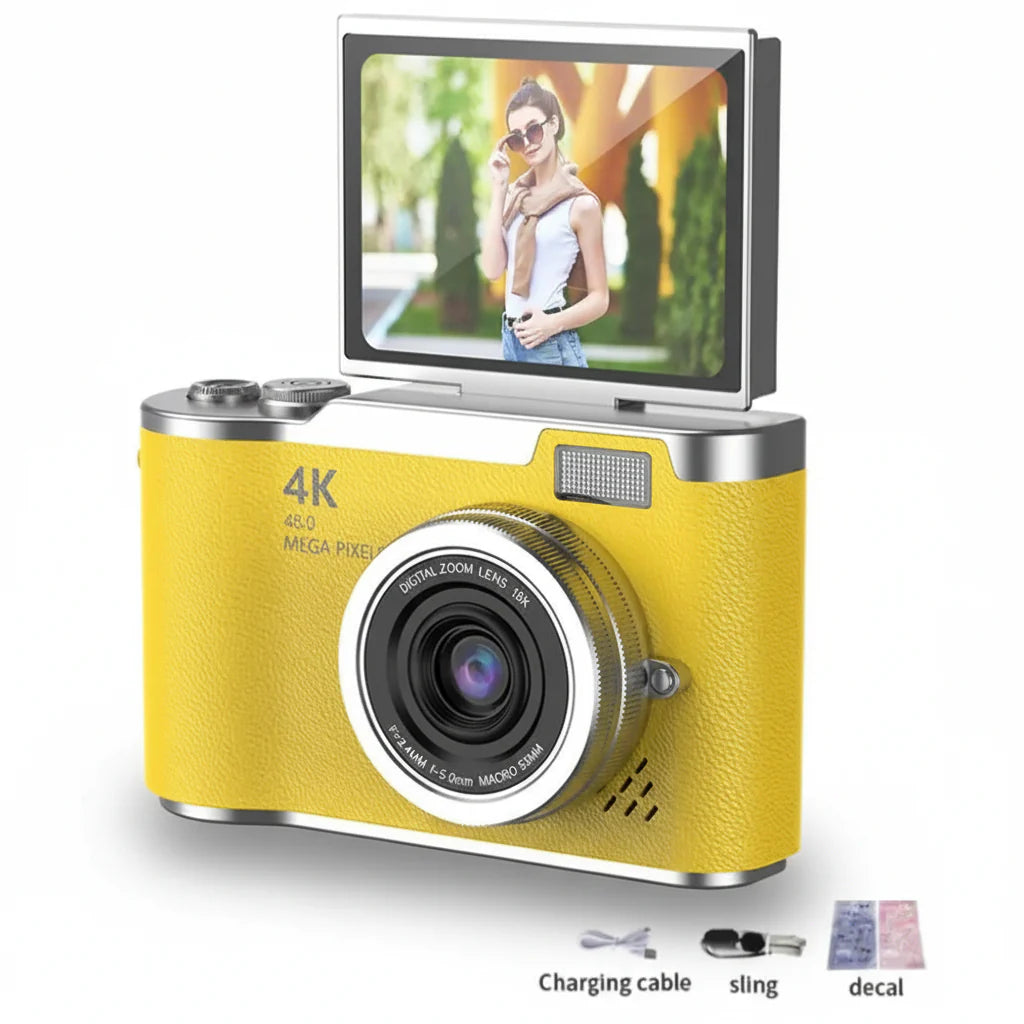 Cámara digital 4K con pantalla abatible, 48 MP, zoom óptico de 8x, compacta para fotos y vídeos