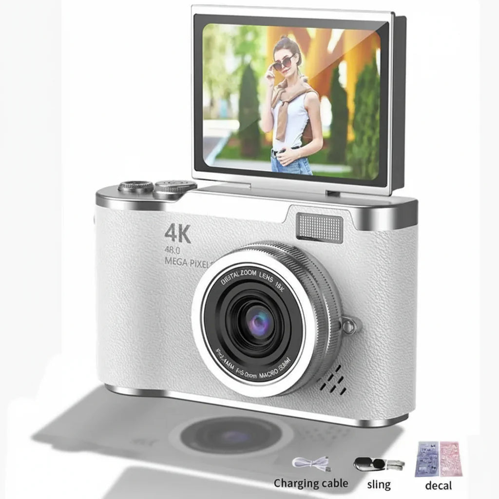 Cámara digital 4K con pantalla abatible, 48 MP, zoom óptico de 8x, compacta para fotos y vídeos