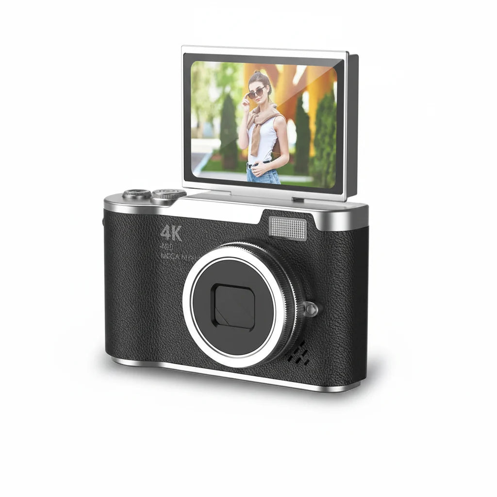 Cámara Digital 4K 48MP con Pantalla Abatible 180° y Zoom 8X — Negro