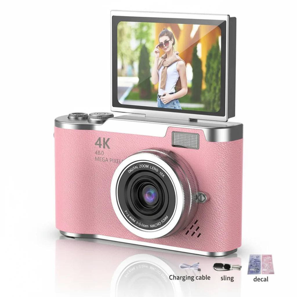 Cámara digital 4K con pantalla abatible, 48 MP, zoom óptico de 8x, compacta para fotos y vídeos