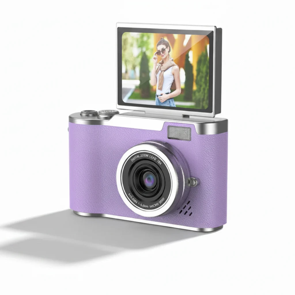 Cámara Digital 4K 48MP con Pantalla Abatible 180° y Zoom 8X — Morado - Sin Tarjeta