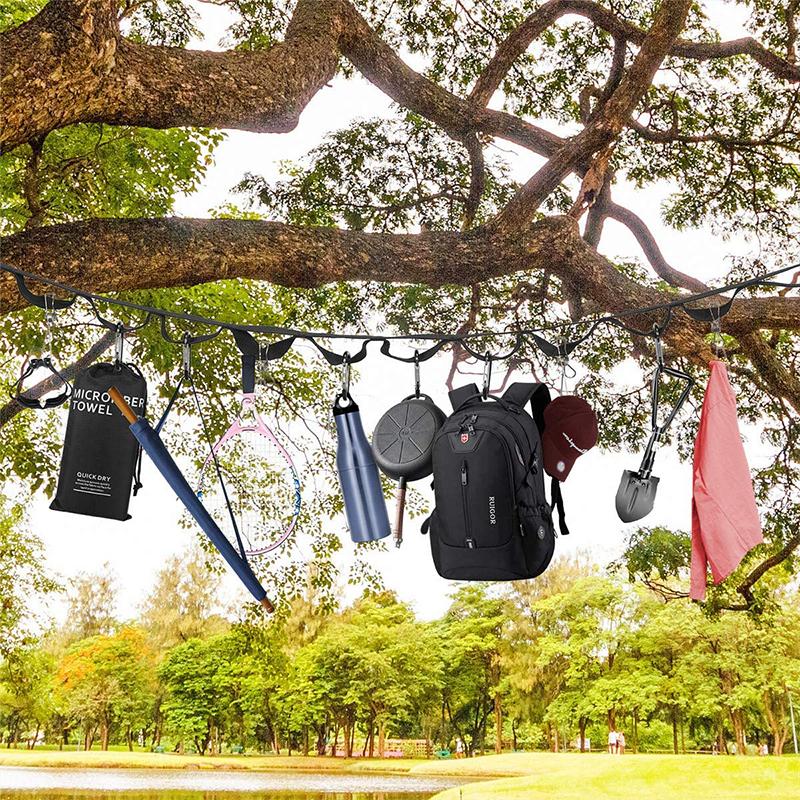 Cuerda colgante para camping | Sistema de sujeción para ropa y accesorios