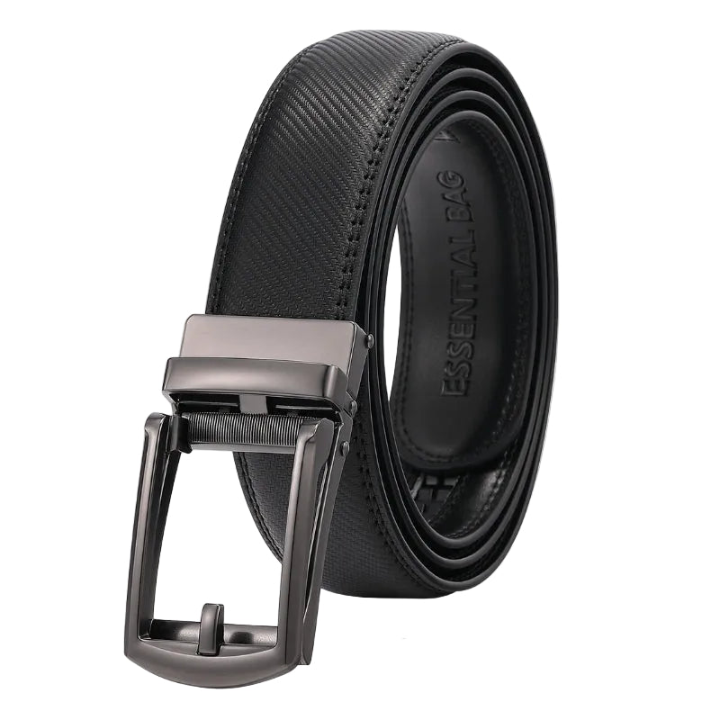 Cinturón automático sin agujeros ajuste micrométrico piel sintética hebilla deslizante — Negro carbono