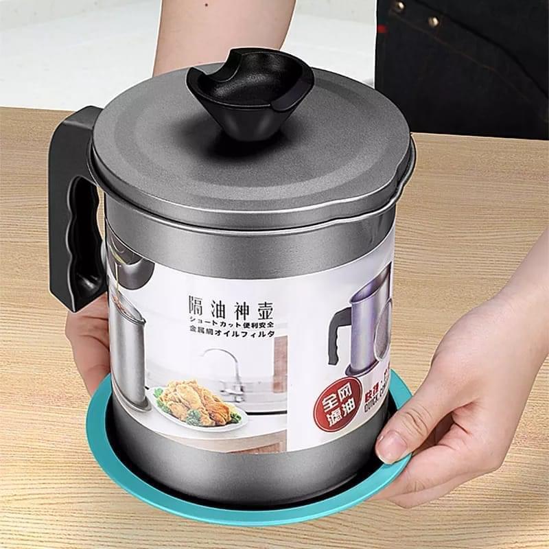 Olla de acero inoxidable para filtrar aceite de cocina, 1,4 L