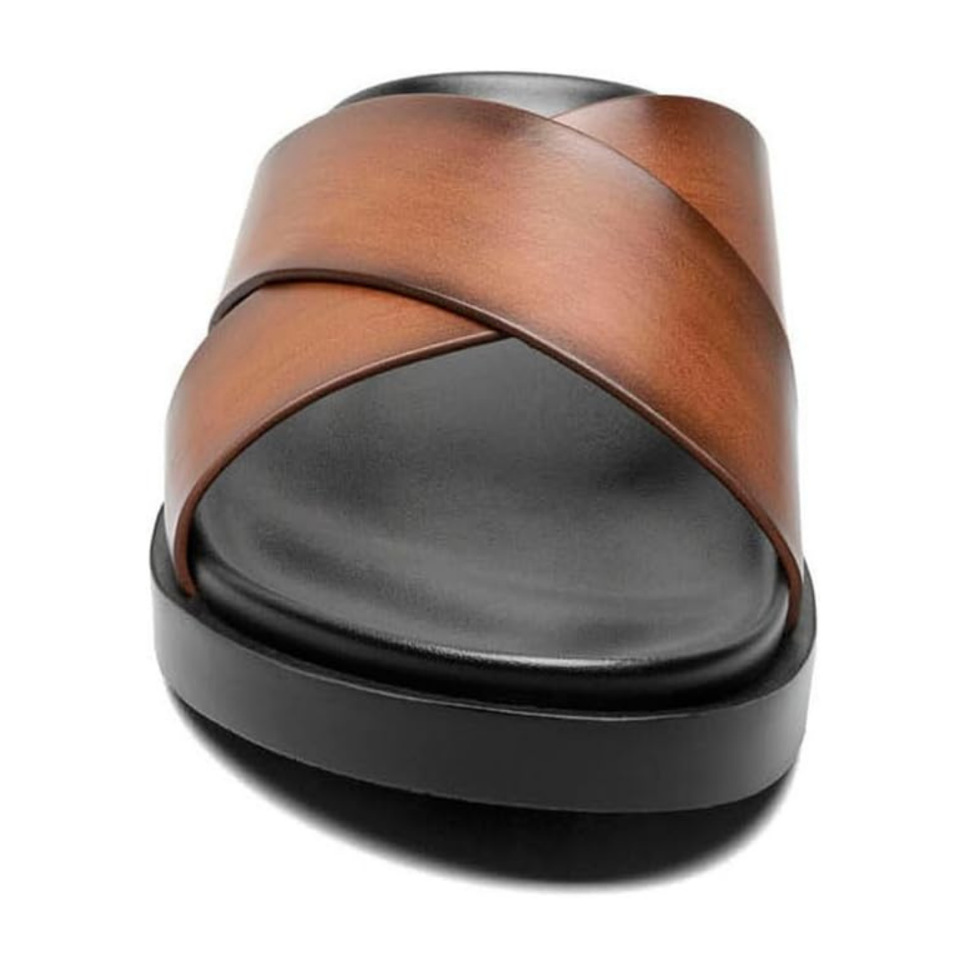 Sandalias Hombre Stacy Adams Montel | Diseño Cruzado, Plantilla Moldeada y Ligereza Total – Color Cognac