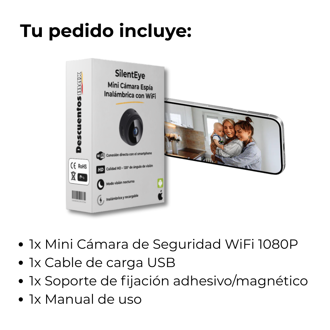 Mini Cámara de Vigilancia a Distancia con Smartphone – SilentEye – DescuentosMax