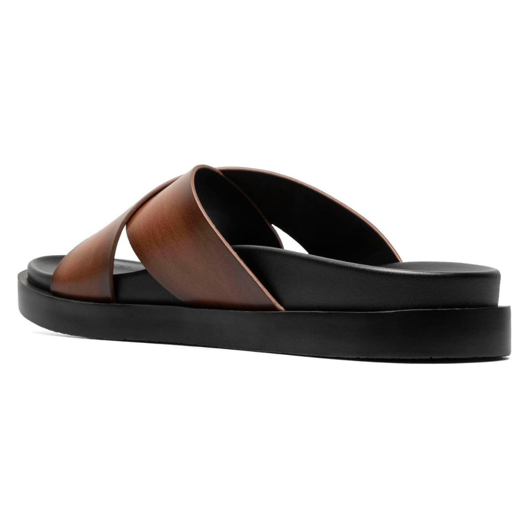 Sandalias Hombre Stacy Adams Montel | Diseño Cruzado, Plantilla Moldeada y Ligereza Total – Color Cognac